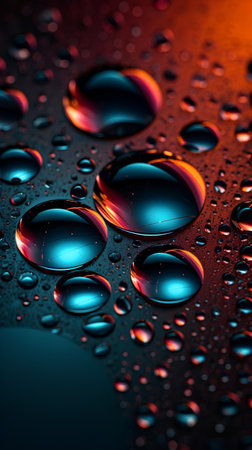 Water drops on a dark background. Shallow depth of field.の素材