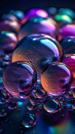 Water drops on colorful background. Abstract texture. 3D rendering.の素材