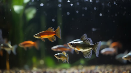 Goldfish in the aquarium. Underwater world. Close up.の素材