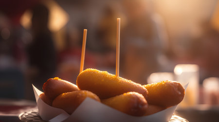 Traditional indian deep-fried doughstick in a basket, selective focusの素材