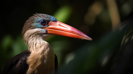 Close up of a red-billed hornbill (Pelargopsis capensis)の素材