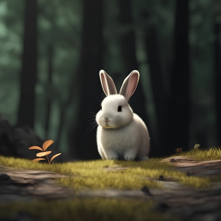 Rabbit in the forest,3d render,illustration.の素材