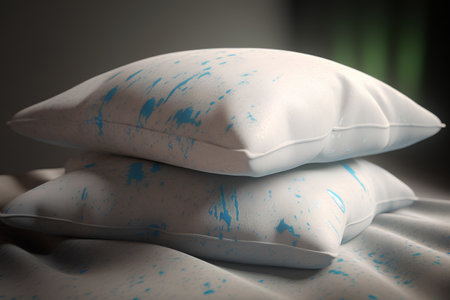Pillow on the bed in the bedroom. 3d renderingの素材