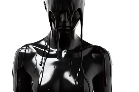 3d render of a female mannequin with black paint on white backgroundの素材