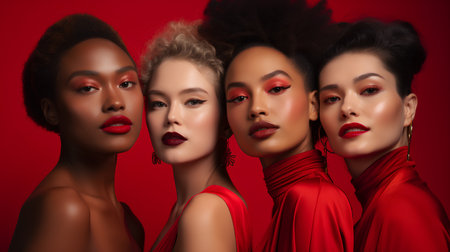 Group of beautiful african american women with creative make up.の素材