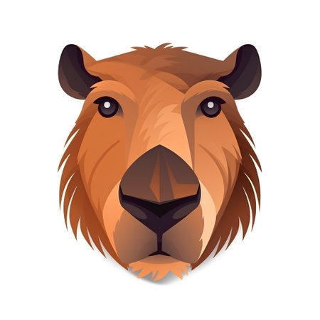 Brown bear head isolated on white background. Vector illustration for your designの素材