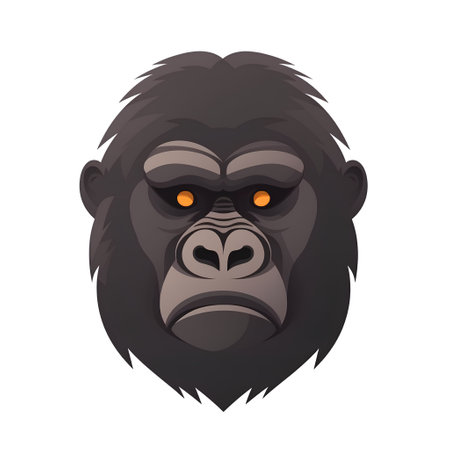 Gorilla head isolated on white background. Vector illustration in cartoon style.の素材