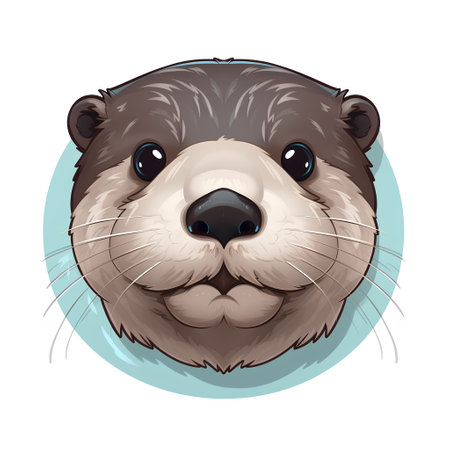 Portrait of a cute otter. Vector illustration on white background.の素材