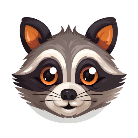 Raccoon face. Cute cartoon animal character. Vector illustration.の素材
