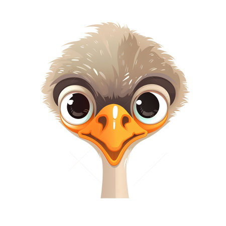 Ostrich head isolated on white background. Vector cartoon illustration.の素材