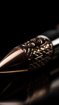 close up of a pen on a black background with shallow depth of fieldの素材