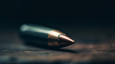 bullet on a wooden background, shallow depth of field, macroの素材