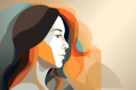 Portrait of a beautiful woman with long hair. Vector illustration.の素材