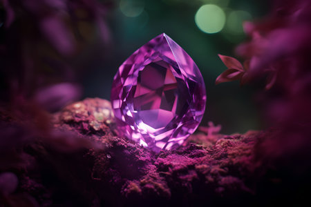 Gemstone on dark background with bokeh effect. Gemstone on dark background.の素材