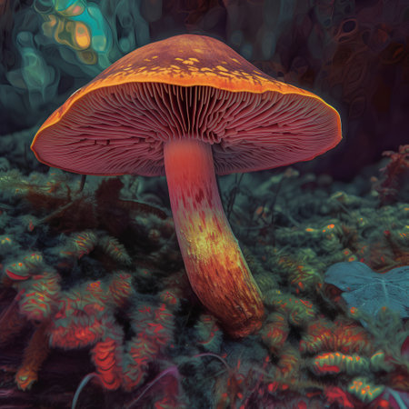 3D Illustration of a Mushroom in the Forest. 3D Renderingの素材