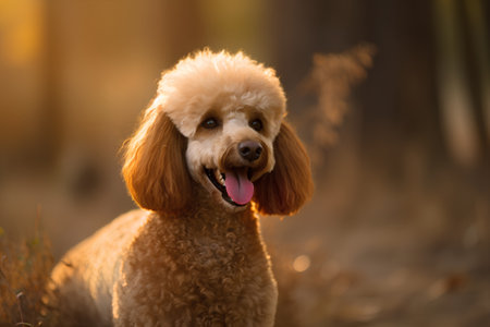 portrait of a dog of the poodle breed in the parkの素材