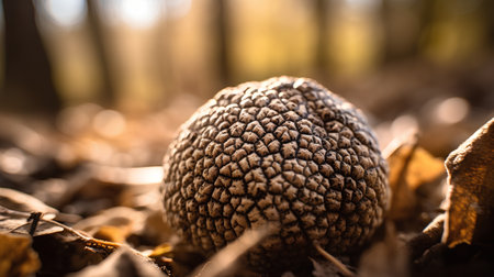Close up of a giant puffball in the autumn forest. Selective focus.の素材