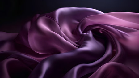 closeup of a purple satin fabric on a black background studioの素材
