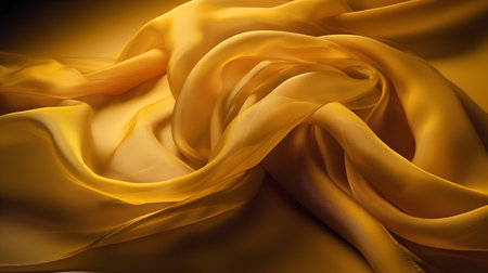 closeup of a yellow satin fabric texture background, studio shotの素材