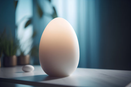 Easter egg on the table in the room. 3d renderingの素材