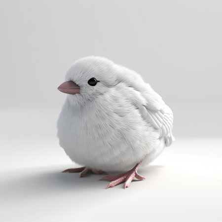 White dove isolated on white background. 3d render illustration with clipping pathの素材