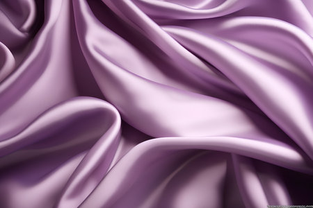 Closeup of rippled purple satin fabric. Whole background.の素材