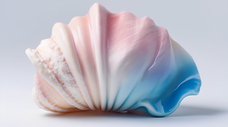 Beautiful sea shell on a white background. 3d rendering.の素材