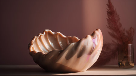 Ceramic vase on the table. 3d rendering.の素材