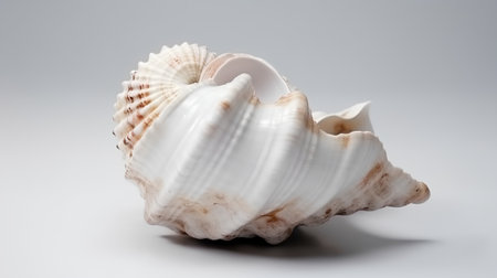 Beautiful sea shell isolated on white background. Clipping path included.の素材
