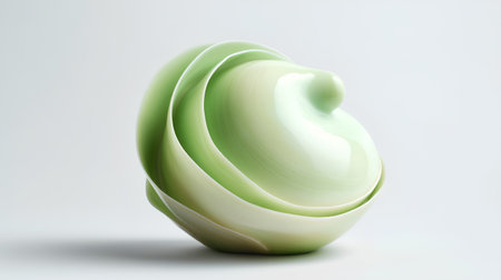 Abstract 3d render of green egg on white background. Modern design.の素材