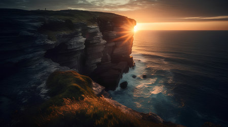 Sunset at Cliffs of Moher, County Clare, Irelandの素材