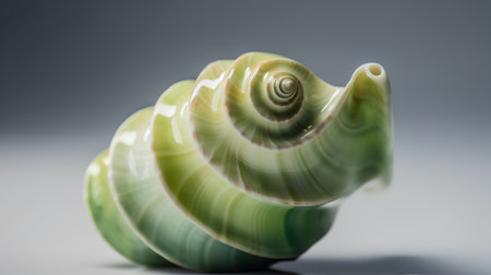 Sea shell isolated on gray background. 3d rendering. Clipping path includedの素材