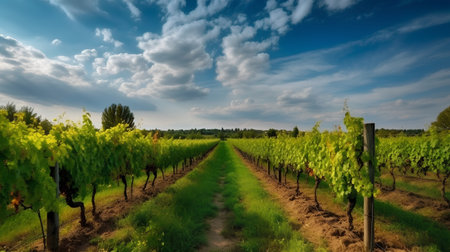 Vineyard in the countryside in Chianti, Tuscany, Italyの素材