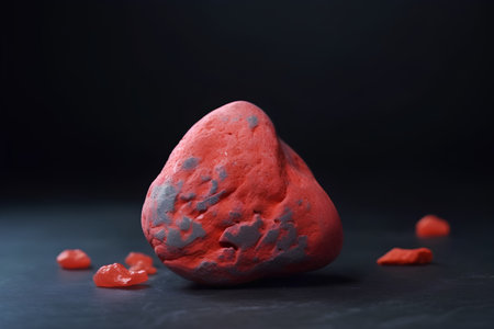 Red stone on a black background. Close-up. Studio photography.の素材