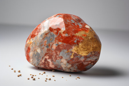 Piece of red marble on a white background. 3d renderingの素材