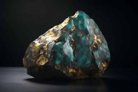 Aquamarine stone on a black background. 3d renderingの素材