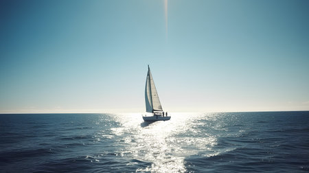 Sailing boat in the sea. Sailing yacht on the seaの素材