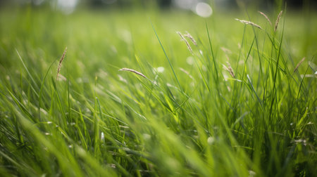Green grass in the meadow. Soft focus and shallow depth of field.の素材