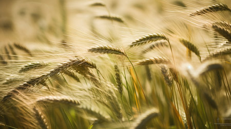 Ears of wheat in the field, soft focus, close-upの素材