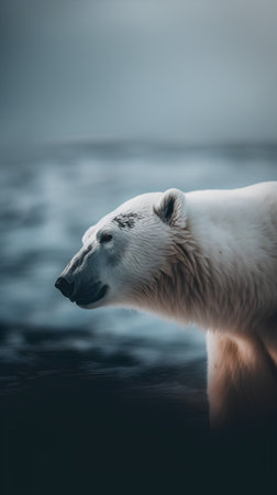 Polar bear (Ursus maritimus) on the north pole.