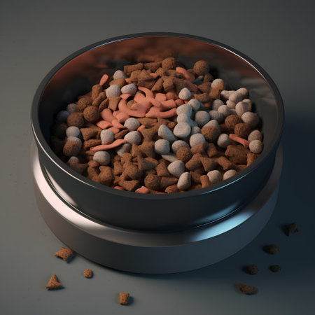 Bowl of dry pet food, 3d render, square imageの素材