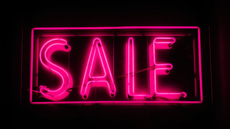 Neon sale sign on a dark background. 3D Renderingの素材