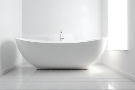 modern bathroom with white bathtub (3d render) - illustrationの素材