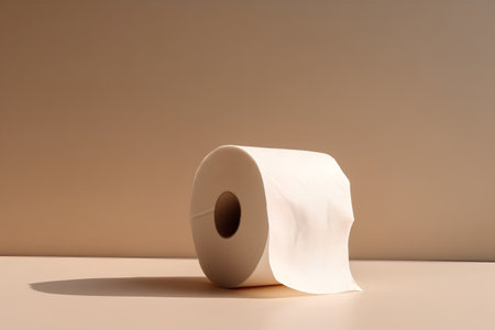 Roll of toilet paper on a beige background, 3d renderの素材
