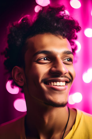 Portrait of a handsome young african american man with curly hairの素材