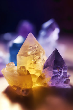crystals of quartz and amethyst on a black background. macroの素材