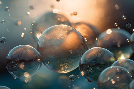 3d illustration of abstract background with water bubbles and bokehの素材
