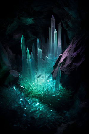 Fantasy crystal. Fantasy crystal. 3D illustration. Magic crystal.の素材