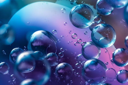 Bubbles on colorful background. Abstract background with water drops.の素材