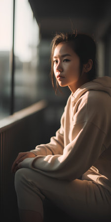 Portrait of a young beautiful asian woman in casual clothes.の素材